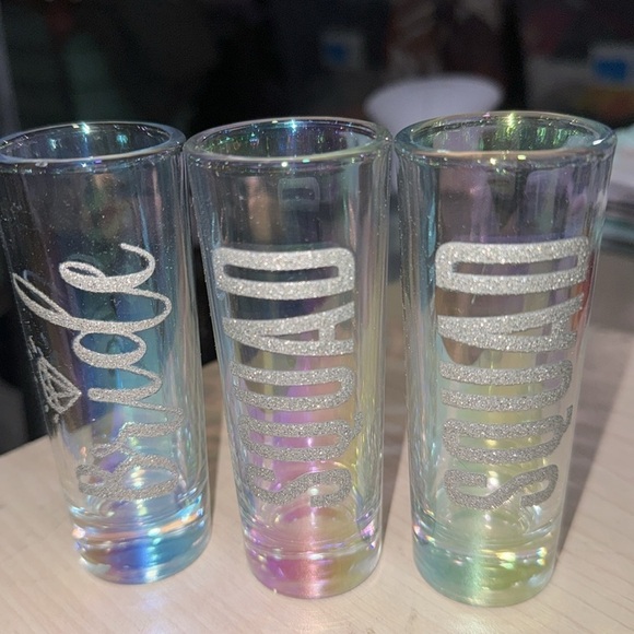 Bachelorette shot glasses set NEW‎ sparkle hologram glass set of 3 party time - Picture 2 of 4